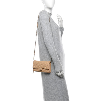 Chanel Lambskin Quilted Phone Holder Wallet on Removable Chain Beige 2 of 14