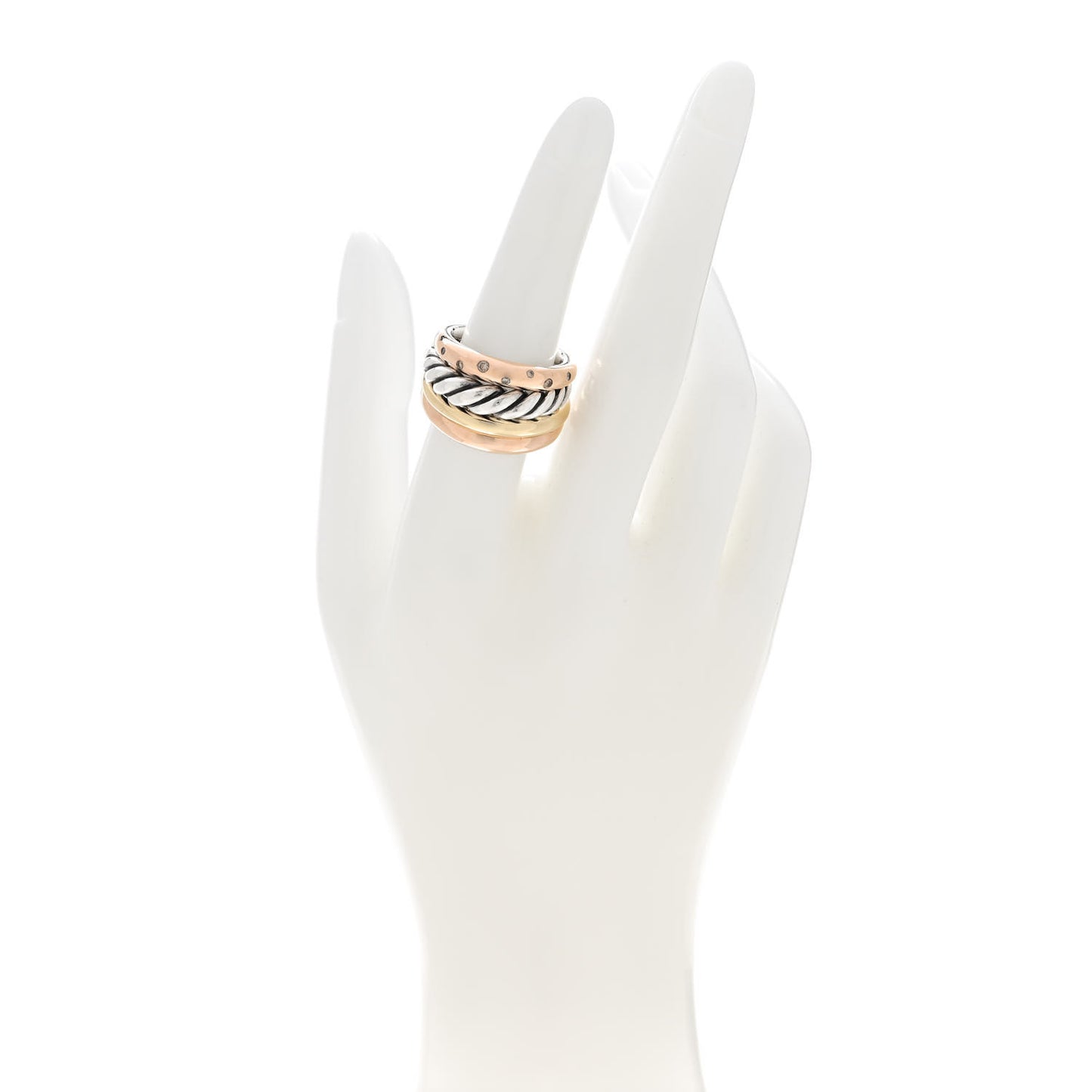 Sterling Silver Bronze Brown Diamond Pure Form Mixed Metal Ring 54 7