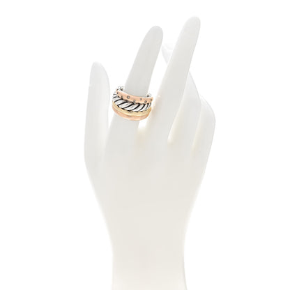 David Yurman Sterling Silver Bronze Brown Diamond Pure Form Mixed Metal Ring 54 7 2 of 4