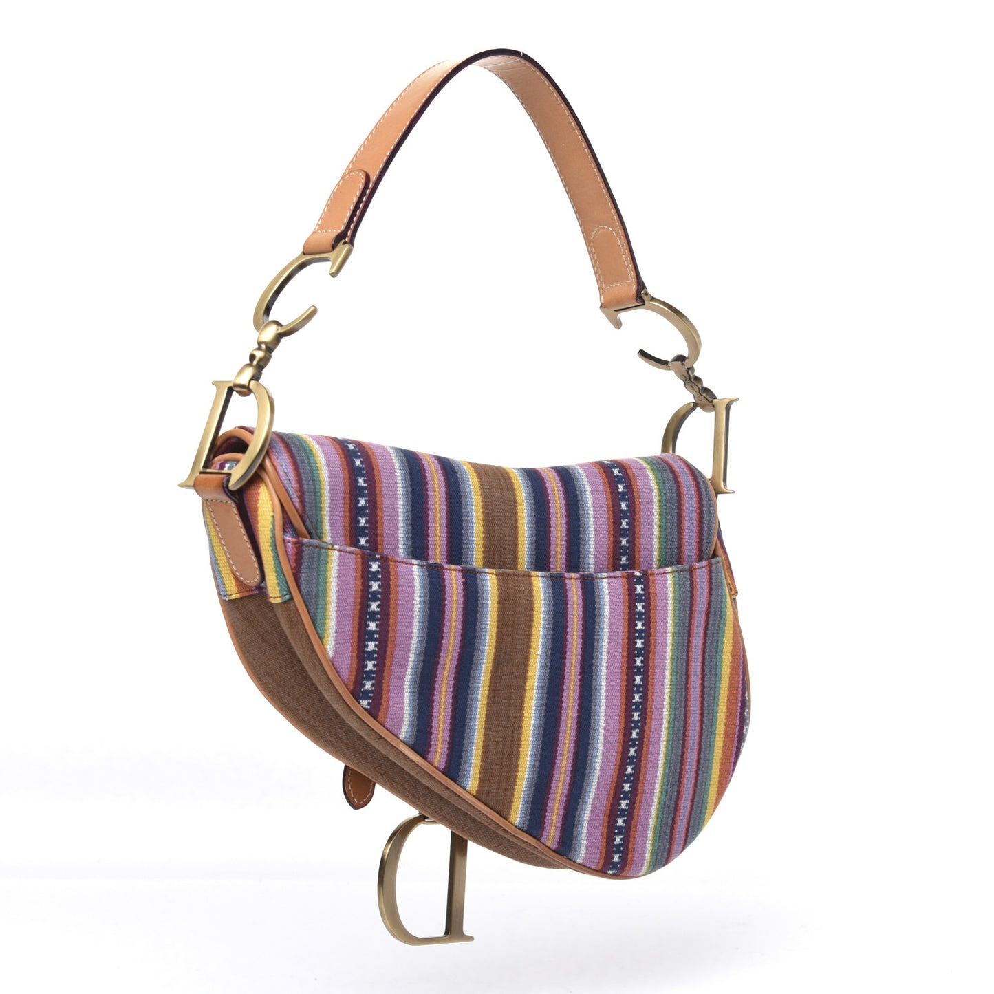 Canvas Striped Saddle Bag Multicolor