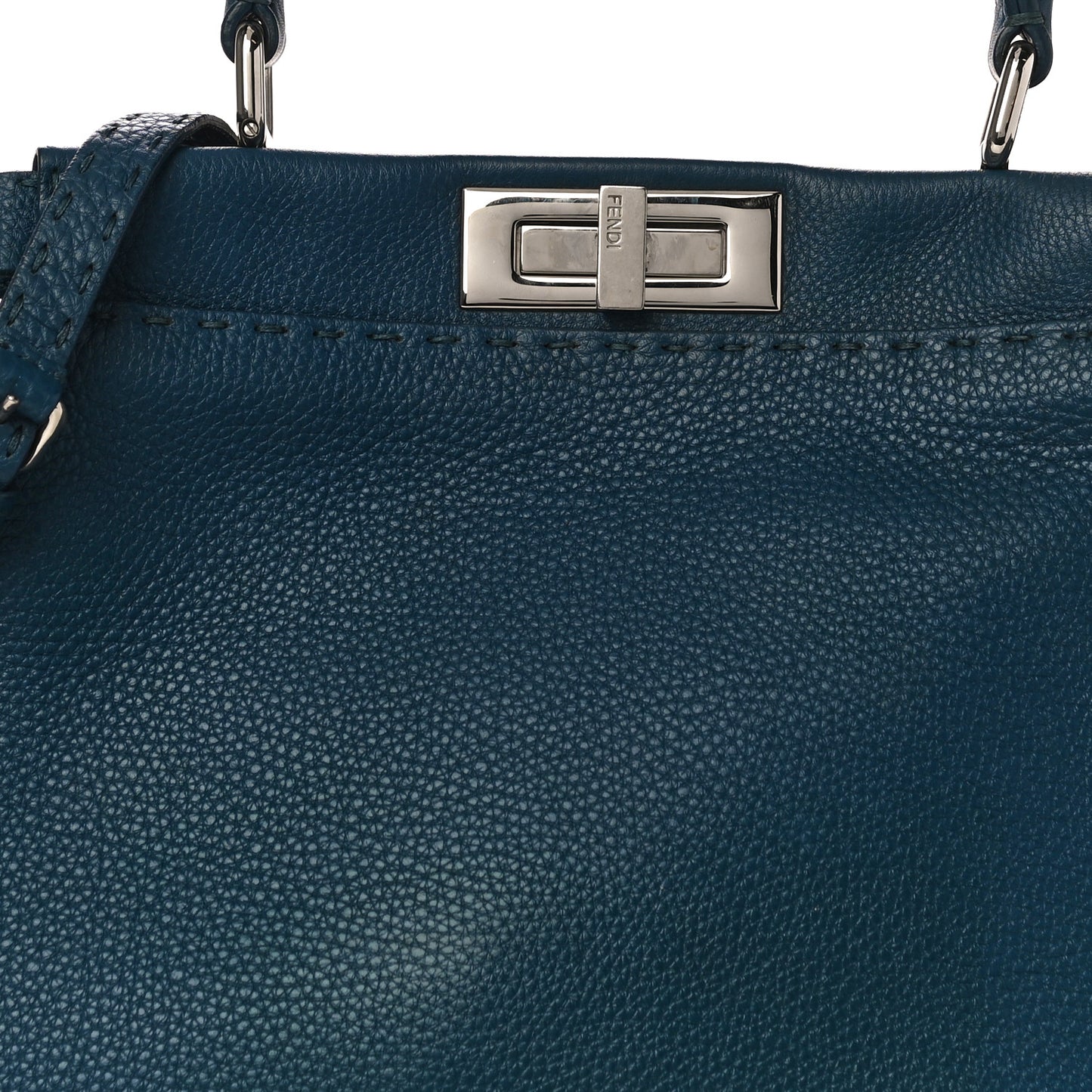 Cuoio Romano Selleria Bi-Color Medium Peekaboo Iconic Satchel Blue Latte