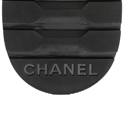 Chanel Shiny Goatskin Calfskin Quilted Lace Up Combat Boots 38 Ivory Black 7 of 9