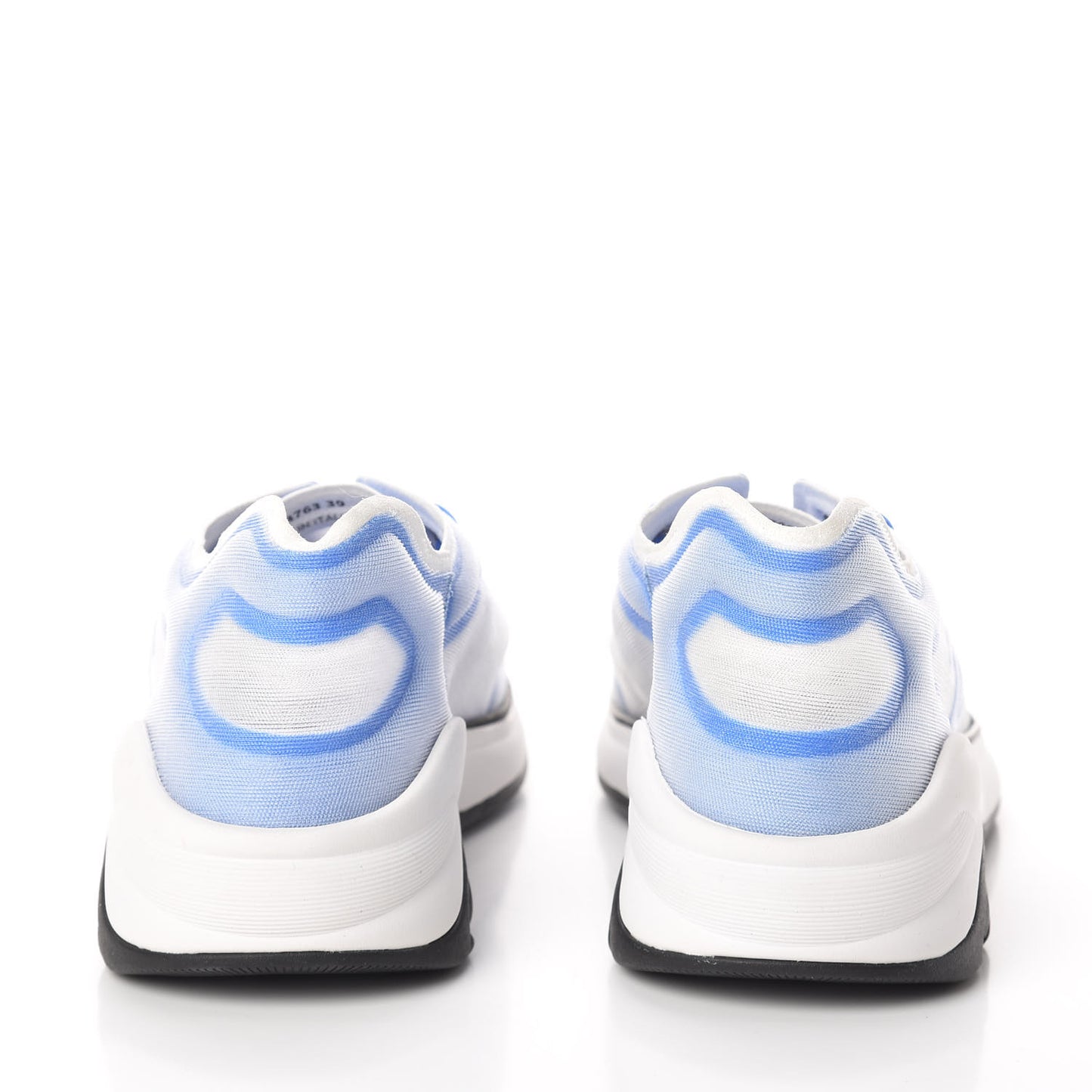 Calfskin Mesh Lycra Womens Logo Sneakers 39 White Blue