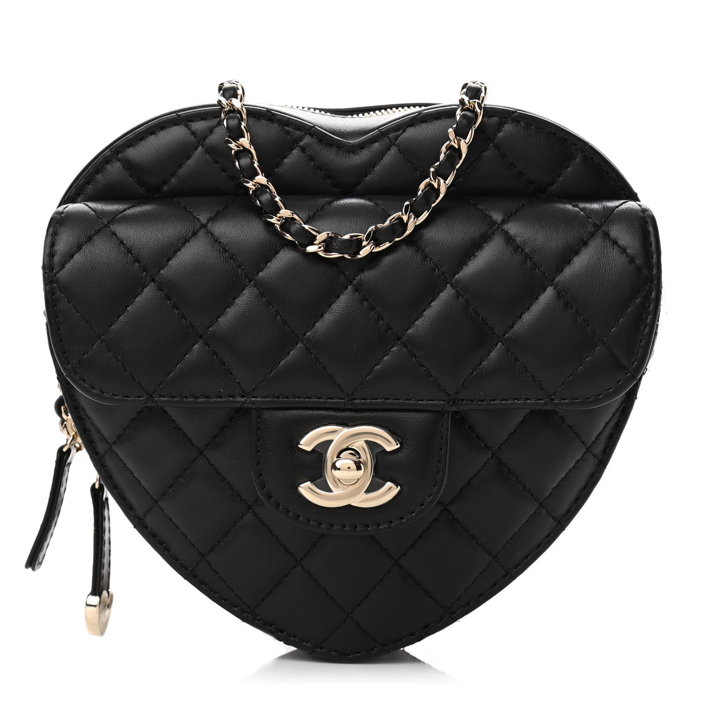 Lambskin Quilted CC In Love Heart Bag Black