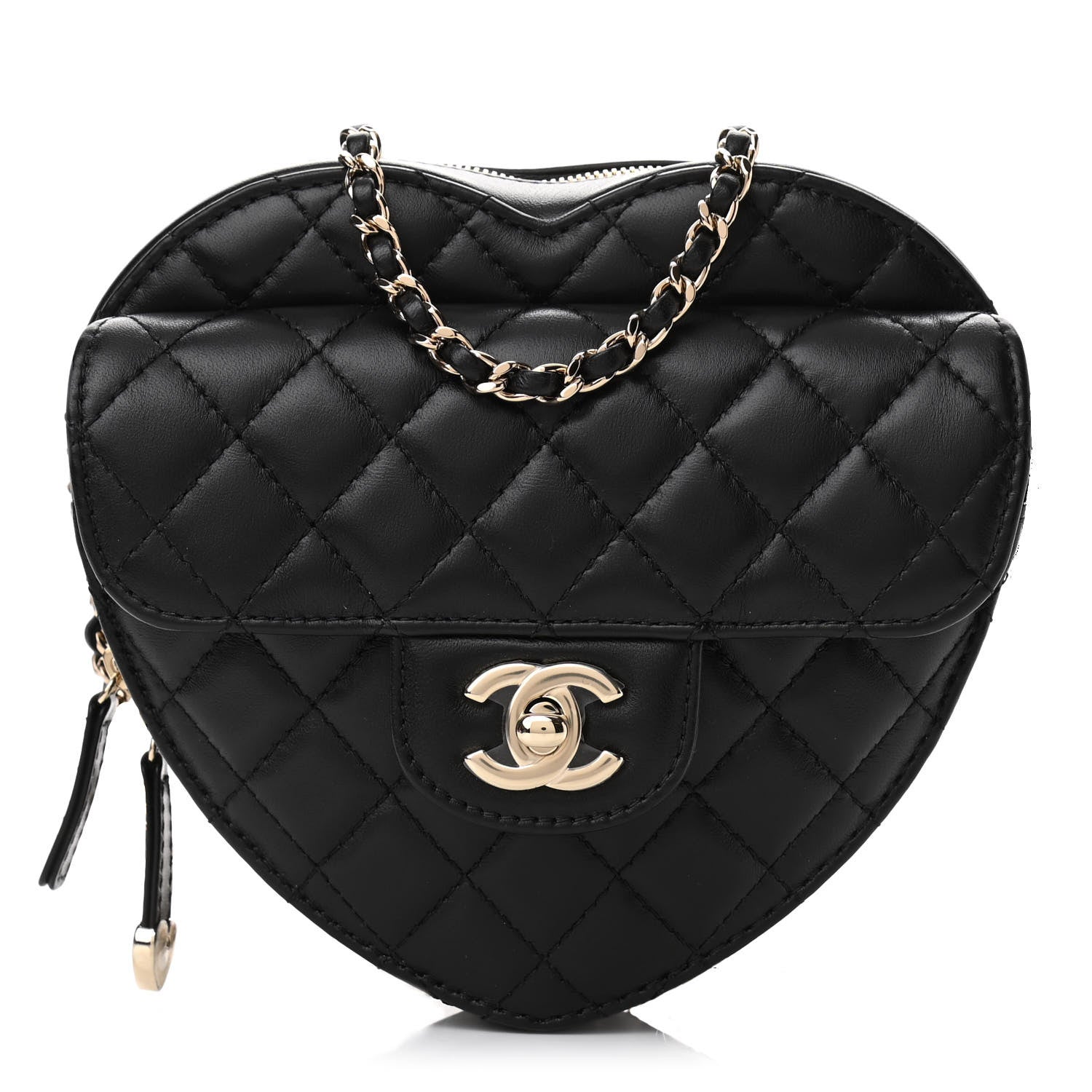 Chanel Lambskin Quilted CC In Love Heart Bag Black 1 of 11