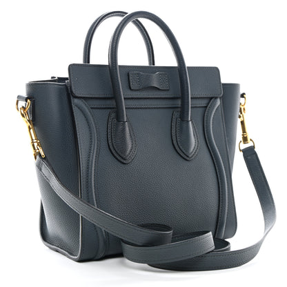 Celine Drummed Calfskin Nano Luggage Petrol 3 of 11