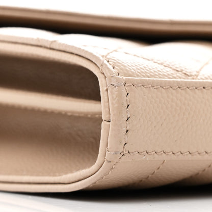 Saint Laurent Grain De Poudre Mixed Matelasse Triquilt Monogram Chain Wallet Dark Beige 10 of 11