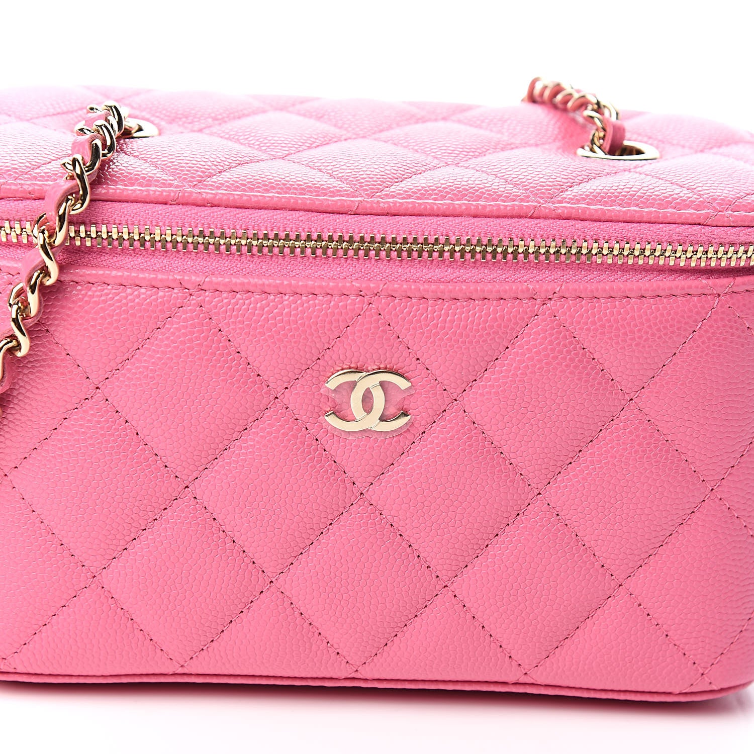 Chanel Caviar Quilted Small Vanity Case With Chain Pink 10 of 10