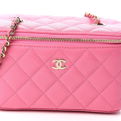 Chanel Caviar Quilted Small Vanity Case With Chain Pink 10 of 10