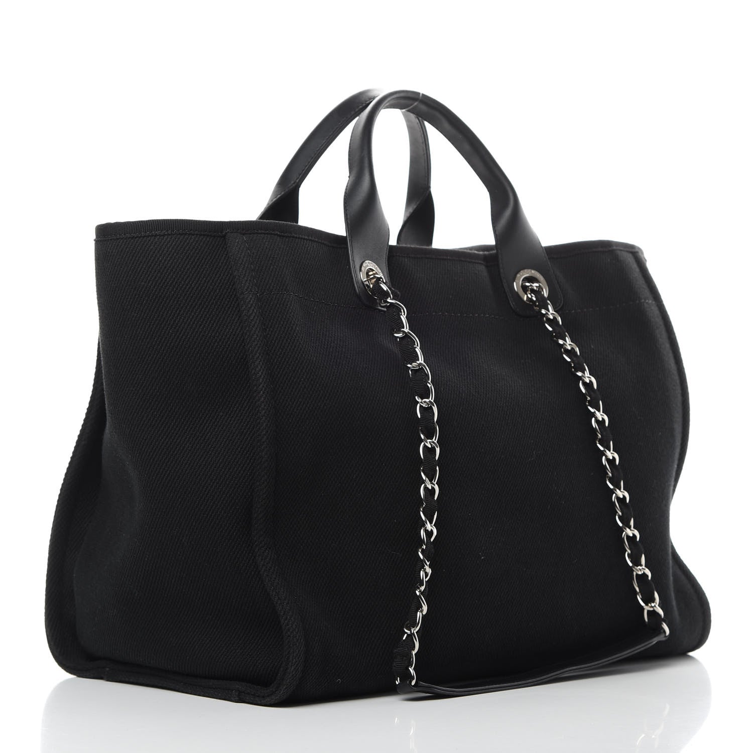 Chanel Canvas Pearl Medium Deauville Tote Black 3 of 14