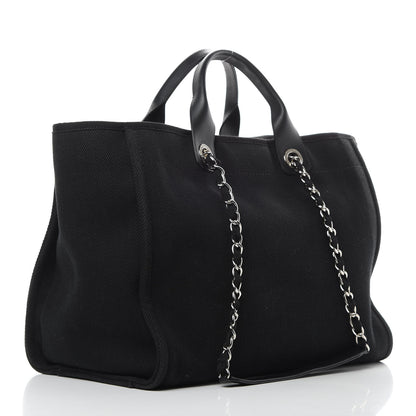 Chanel Canvas Pearl Medium Deauville Tote Black 3 of 14