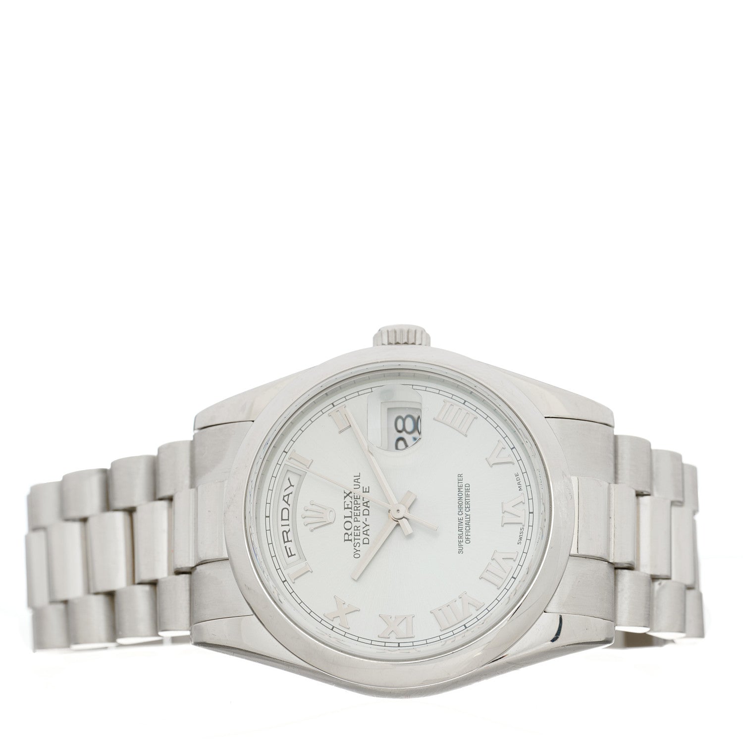 Rolex Platinum 36mm Oyster Perpetual Day-Date President Watch Glacier Blue 118206 2 of 4
