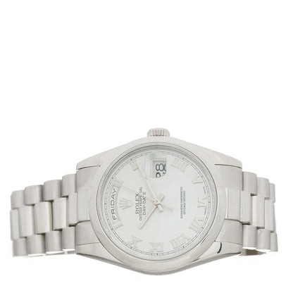 Rolex Platinum 36mm Oyster Perpetual Day-Date President Watch Glacier Blue 118206 2 of 4