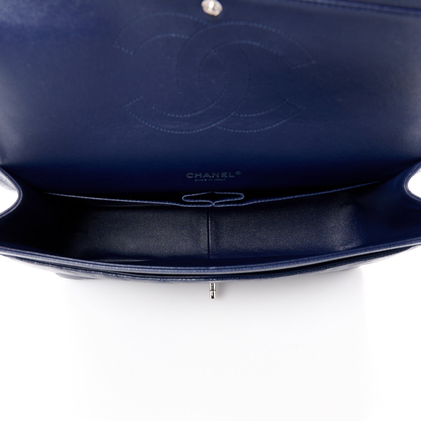 Caviar Quilted Maxi Double Flap Navy Blue