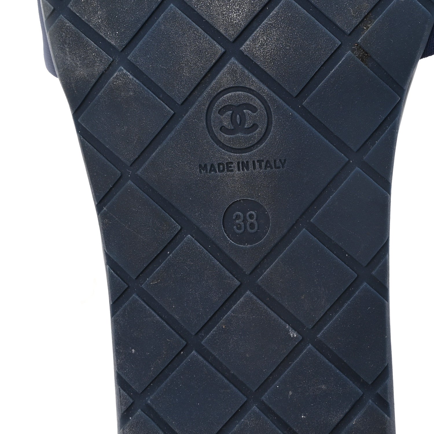 Chanel Rubber CC Mules Sandals 38 Dark Navy Blue Orange 1939404