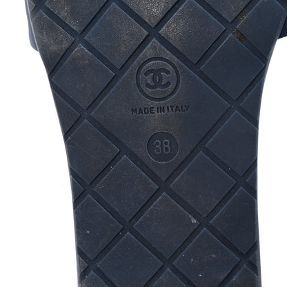 Chanel Rubber CC Mules Sandals  38  Dark Navy Blue Orange 7 of 10