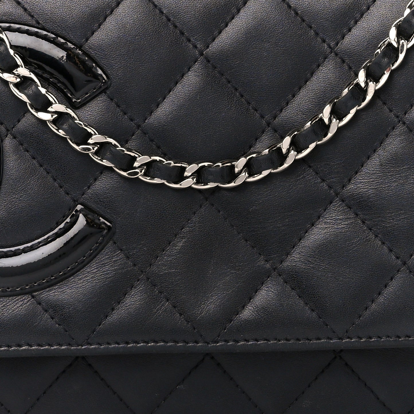 Calfskin Quilted Cambon Wallet on Chain WOC Black