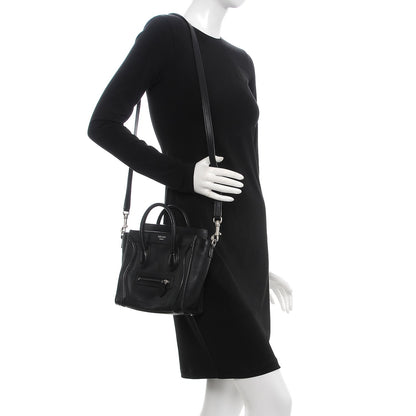 Celine Drummed Calfskin Nano Luggage Black 2 of 6