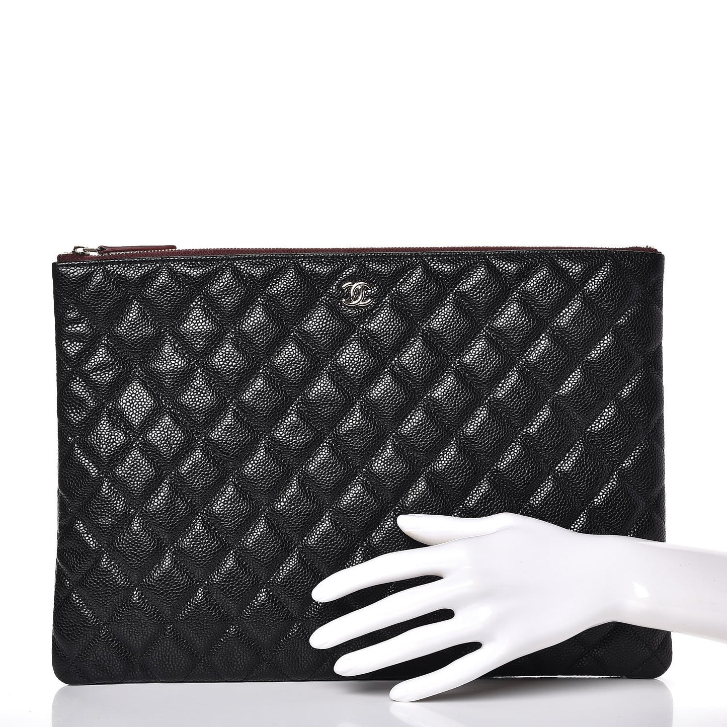 Caviar Quilted Large Cosmetic Case Black