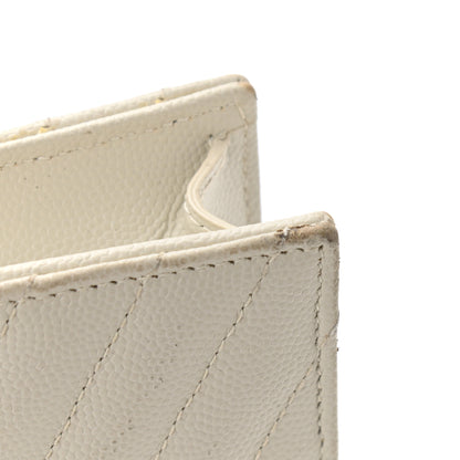 Saint Laurent Grain De Poudre Matelasse Chevron Monogram Envelope Chain Wallet Crema Soft 13 of 14