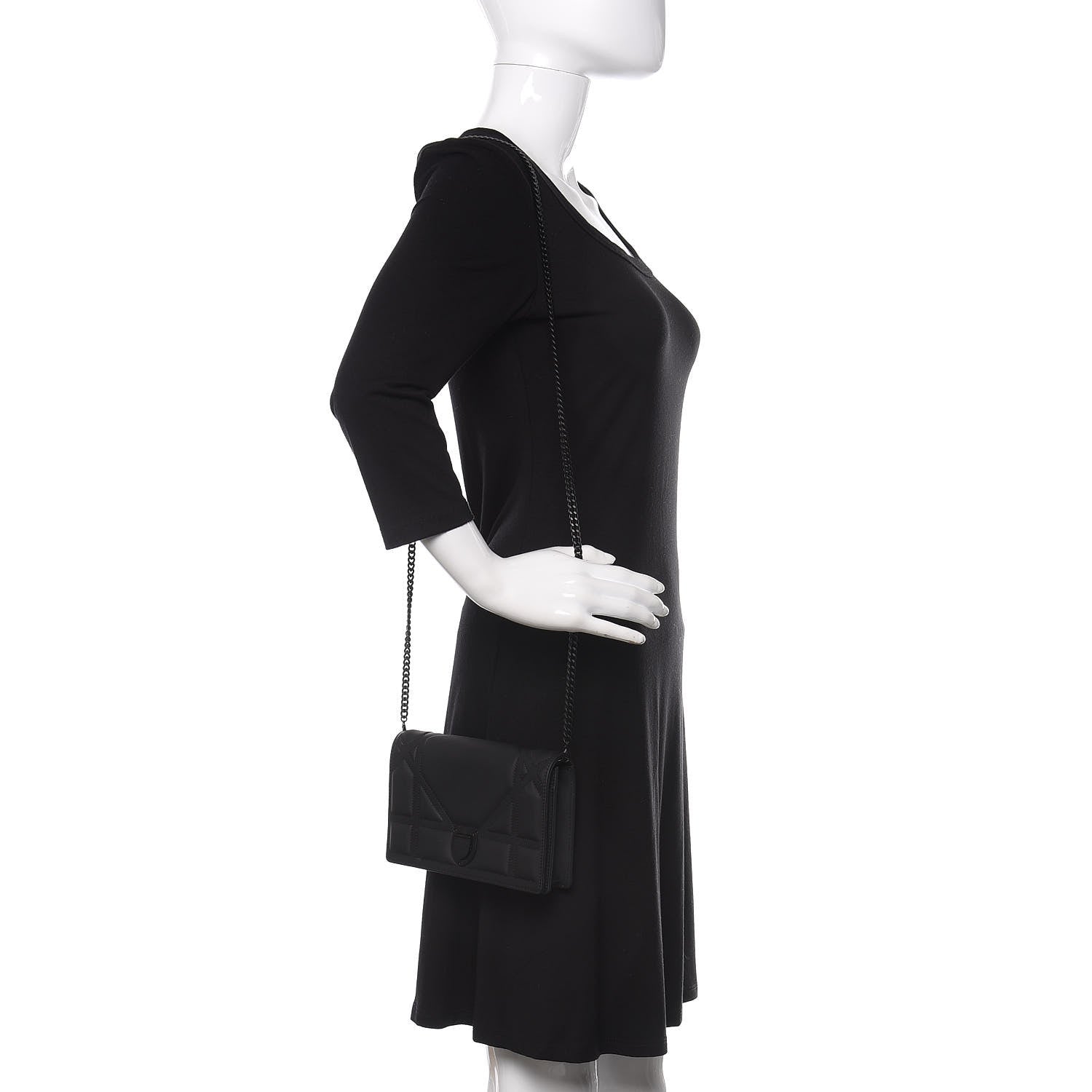 Christian Dior Ultra Matte Calfskin Diorama Wallet on Chain Pouch Black 2 of 11