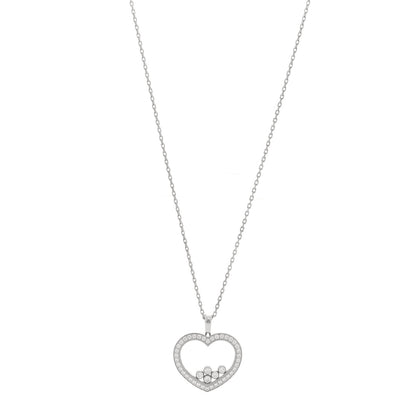 Chopard 18K White Gold Happy Diamonds Icons Paved Heart Pendant Necklace 1 of 5