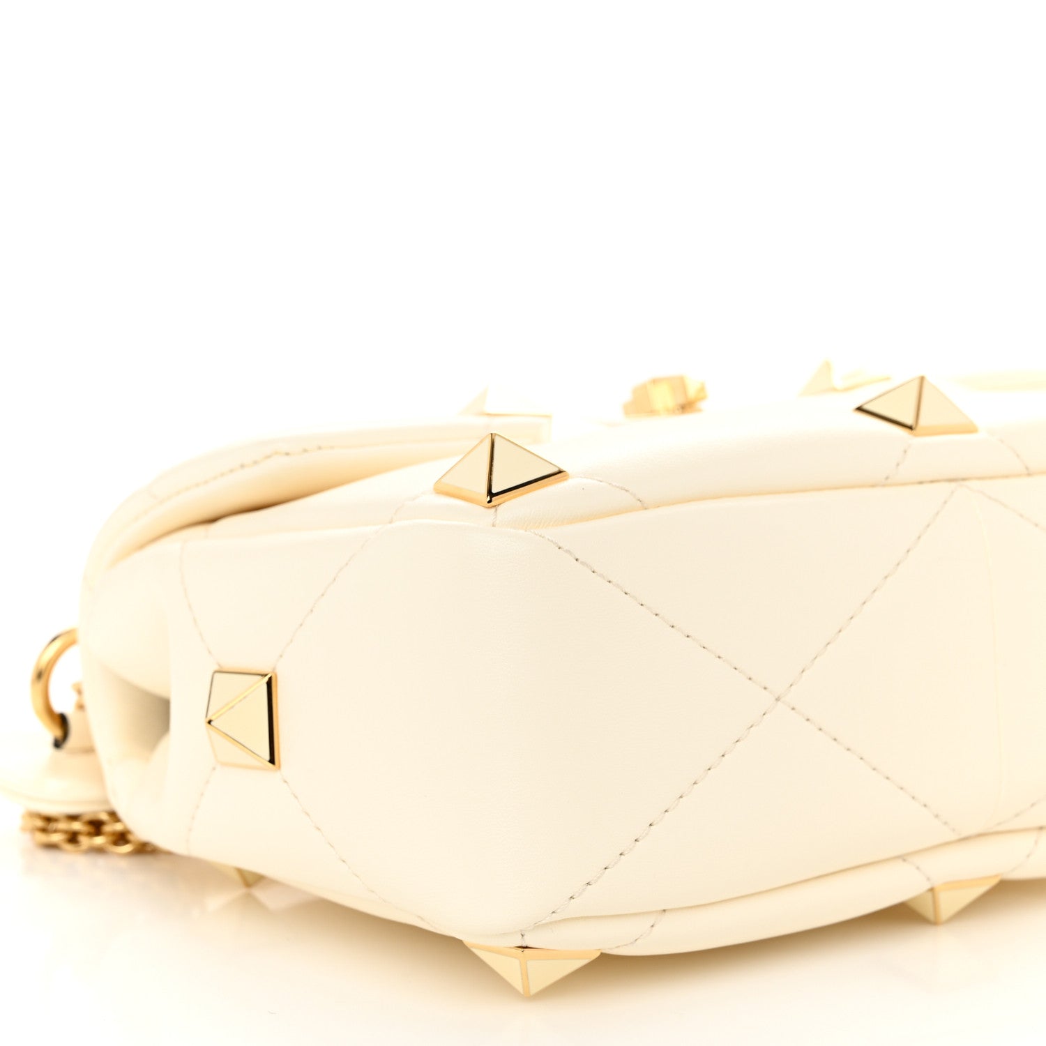 Valentino Garavani Nappa Enamel Medium Roman Stud Shoulder Bag Bag Ivory 8 of 10