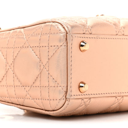 Christian Dior Metallic Lambskin Cannage Mini Lady Dior Gold Rose 9 of 15