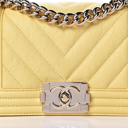 Chanel Caviar Chevron Quilted Small Boy Flap Yellow 10 of 10
