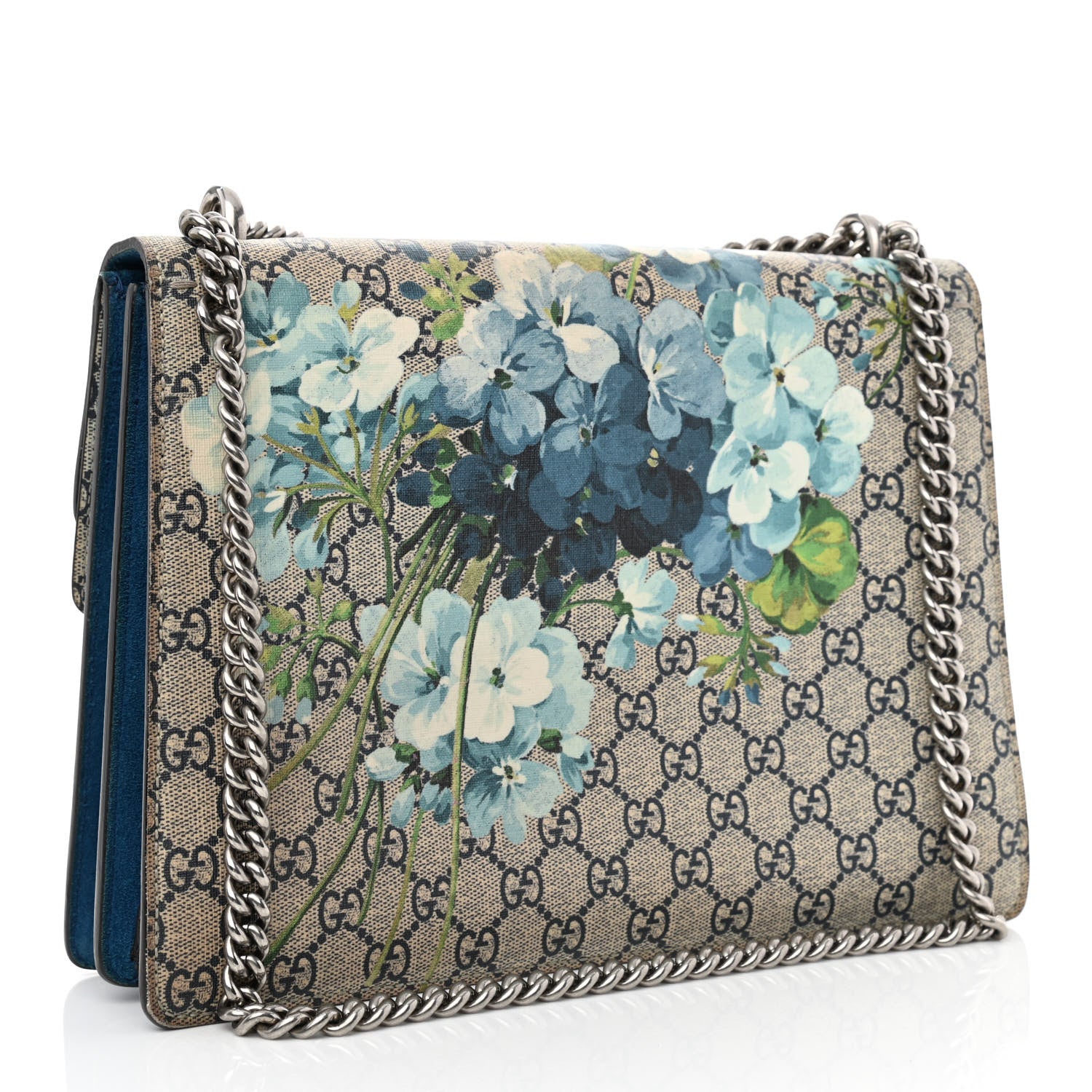 Gucci GG Supreme Monogram Blooms Medium Dionysus Shoulder Bag Beige Navy Vintage Blue 3 of 10