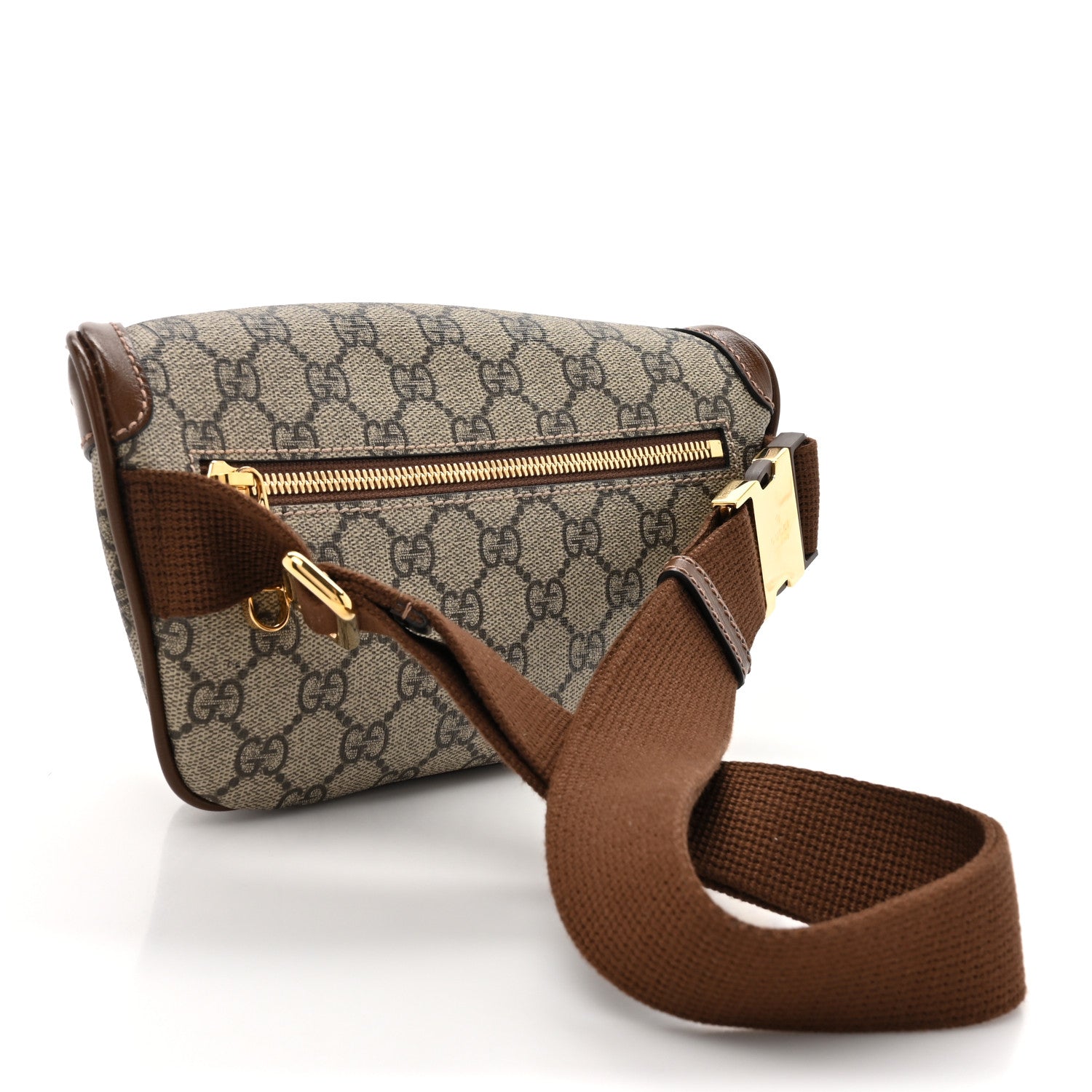 Gucci GG Supreme Monogram Textured Calfskin Retro Interlocking G Belt Bag Beige Ebony Brown Sugar 3 of 11