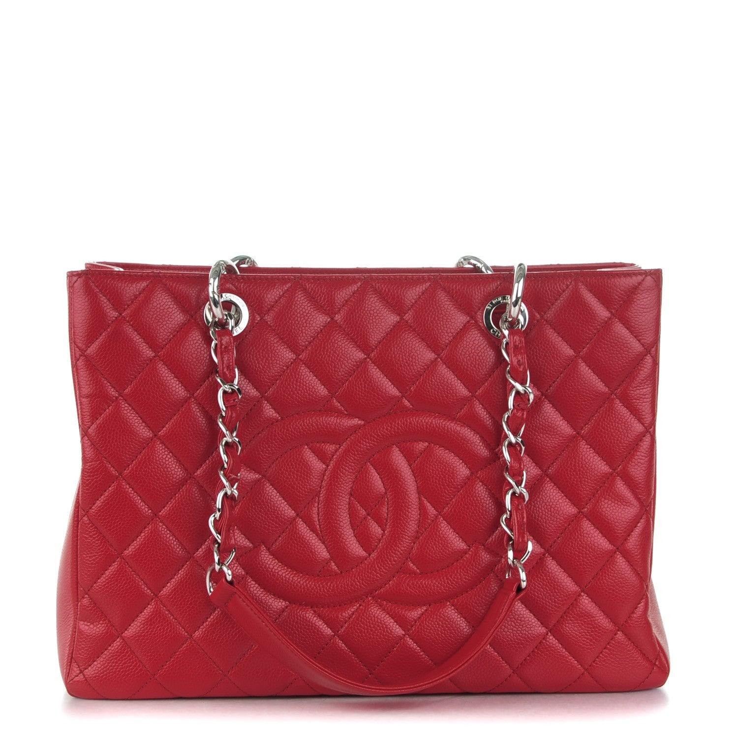 Chanel Caviar Quilted Grand Shopping Tote GST Red 1 of 7