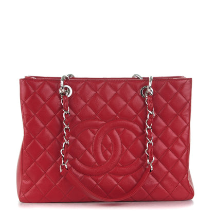 Chanel Caviar Quilted Grand Shopping Tote GST Red 1 of 7