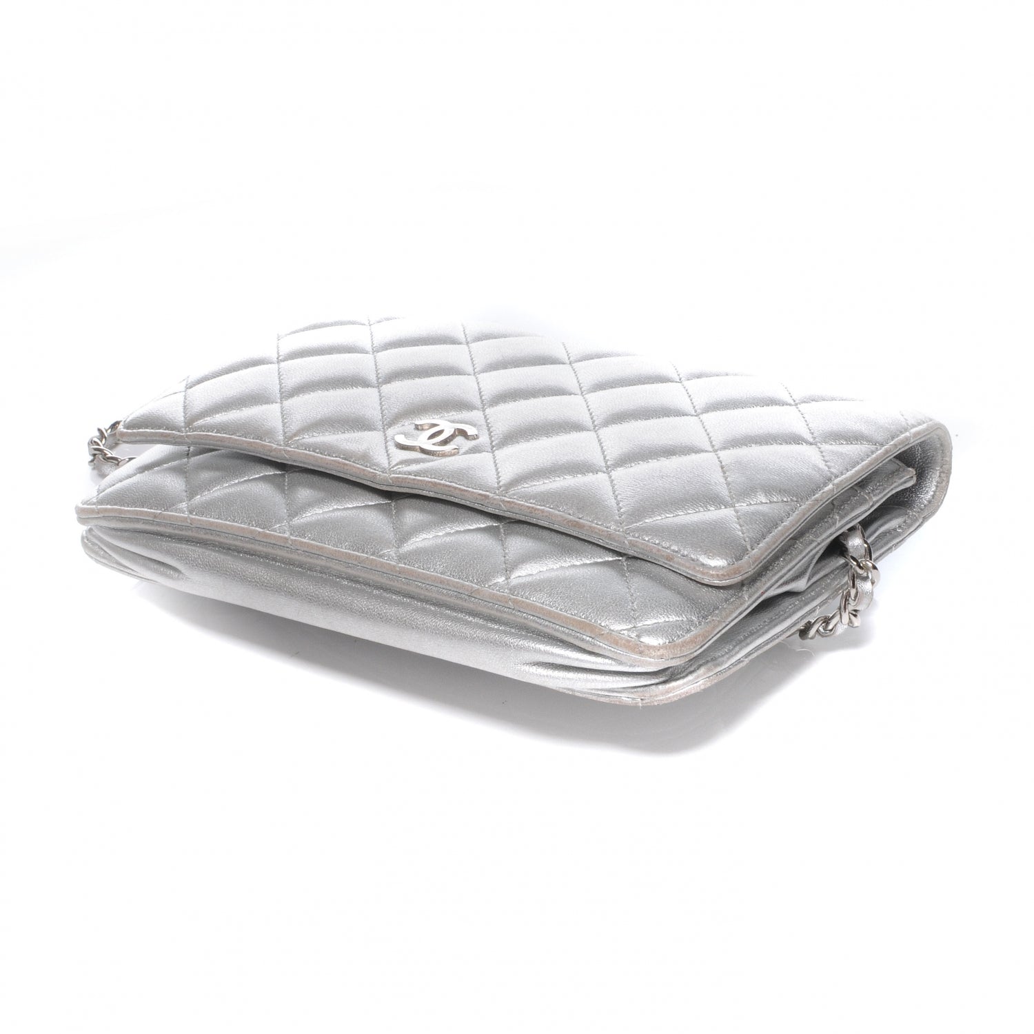 Chanel Lambskin Quilted Wallet On Chain Silver 4 of 7