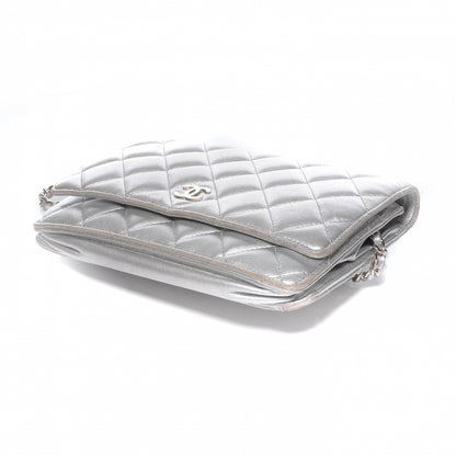 Chanel Lambskin Quilted Wallet On Chain Silver 4 of 7