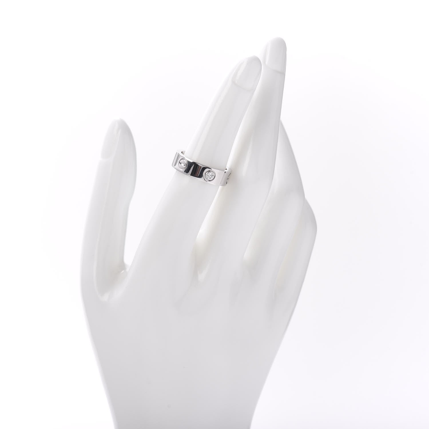 Cartier 18K White Gold 3 Diamond 5.5mm LOVE Ring 53 6.5 2 of 4