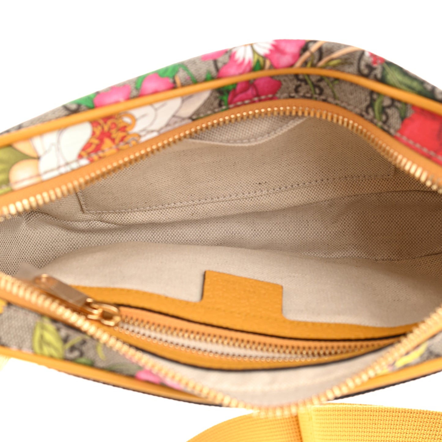 GG Supreme Monogram Flora Medium Ophidia Belt Bag Beige Multicolor Crop