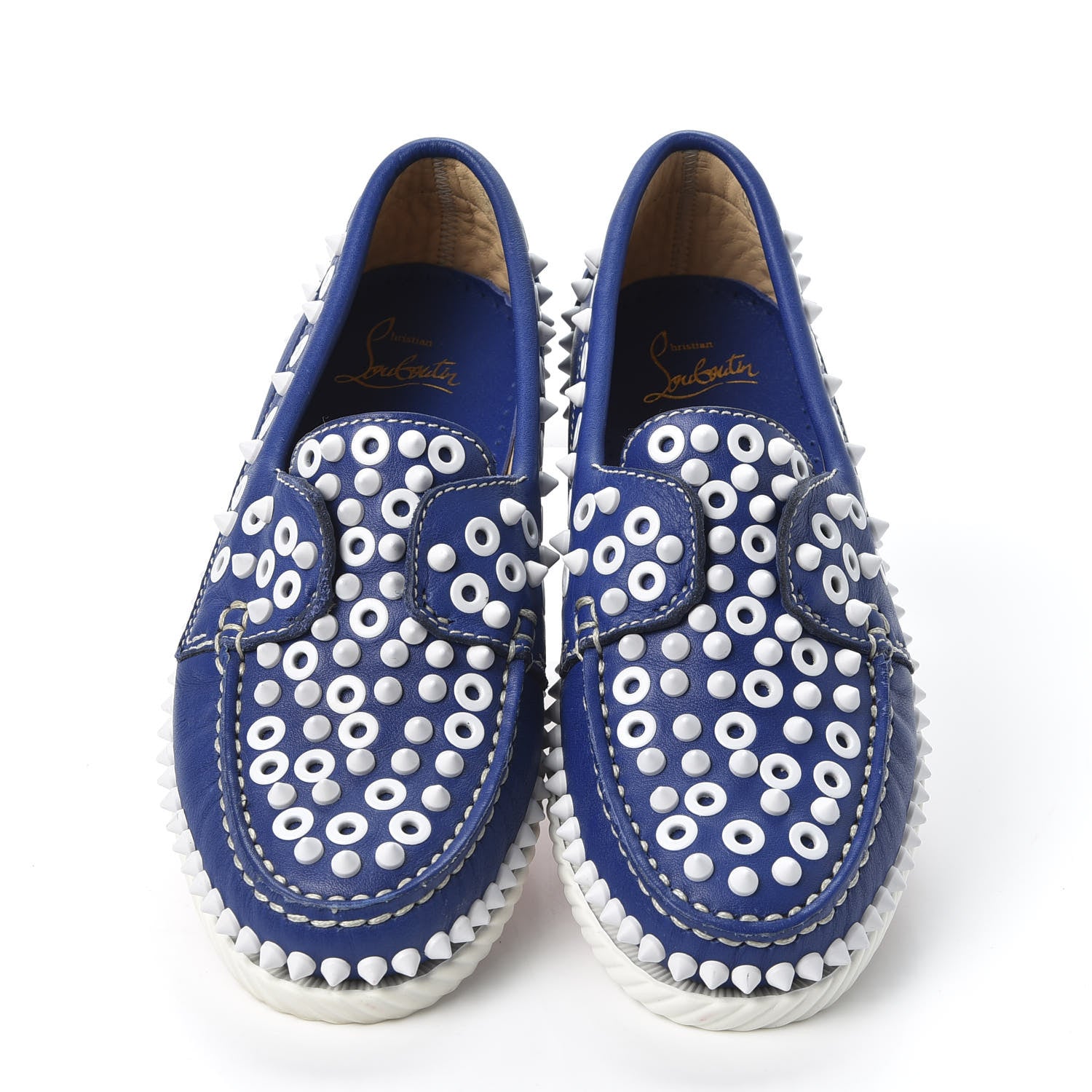 Christian Louboutin Calfskin Yacht Spikes Loafers 37 Blue 7 of 10