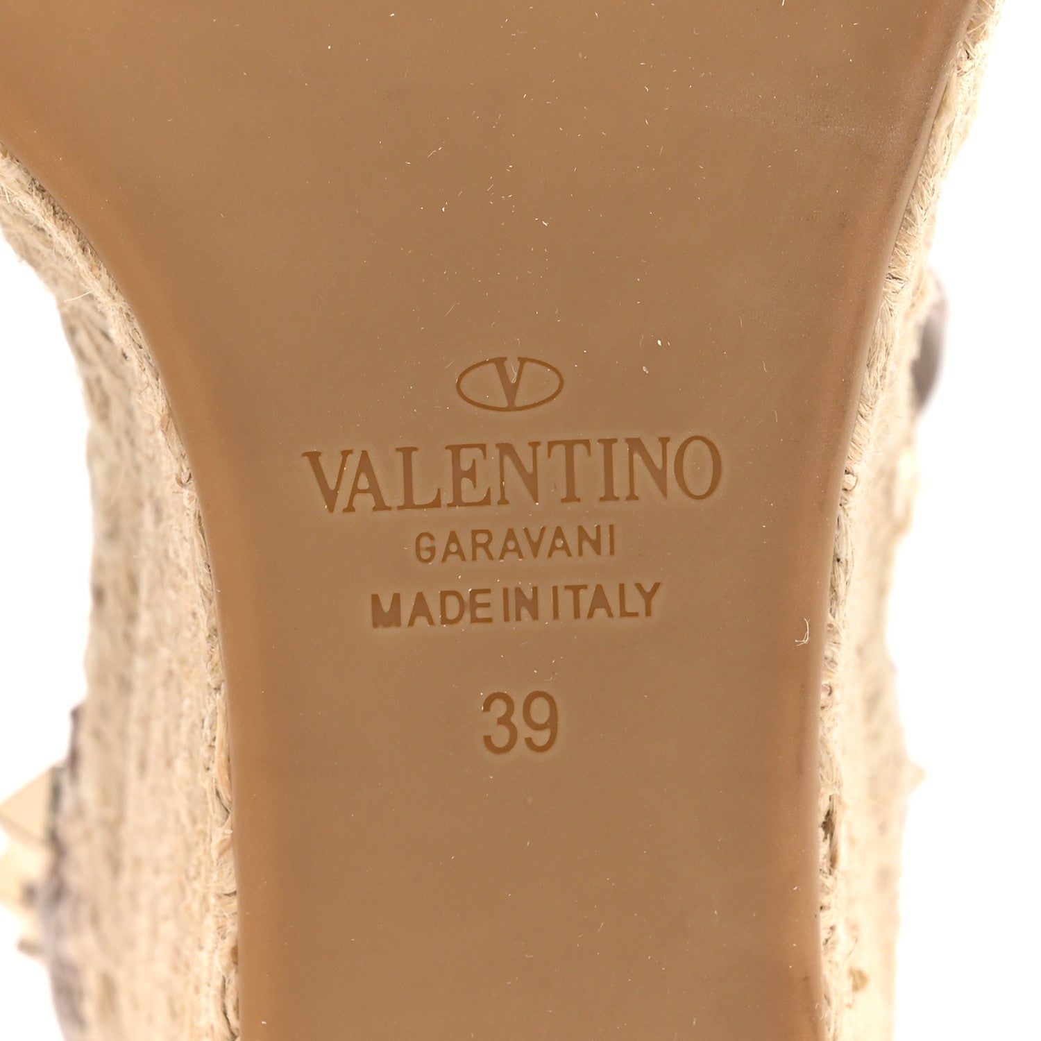 Valentino Garavani Grained Calfskin Rockstud Ankle Strap Espadrille 15/105mm Wedge Sandals 39 Rose Quartz Natural 7 of 12