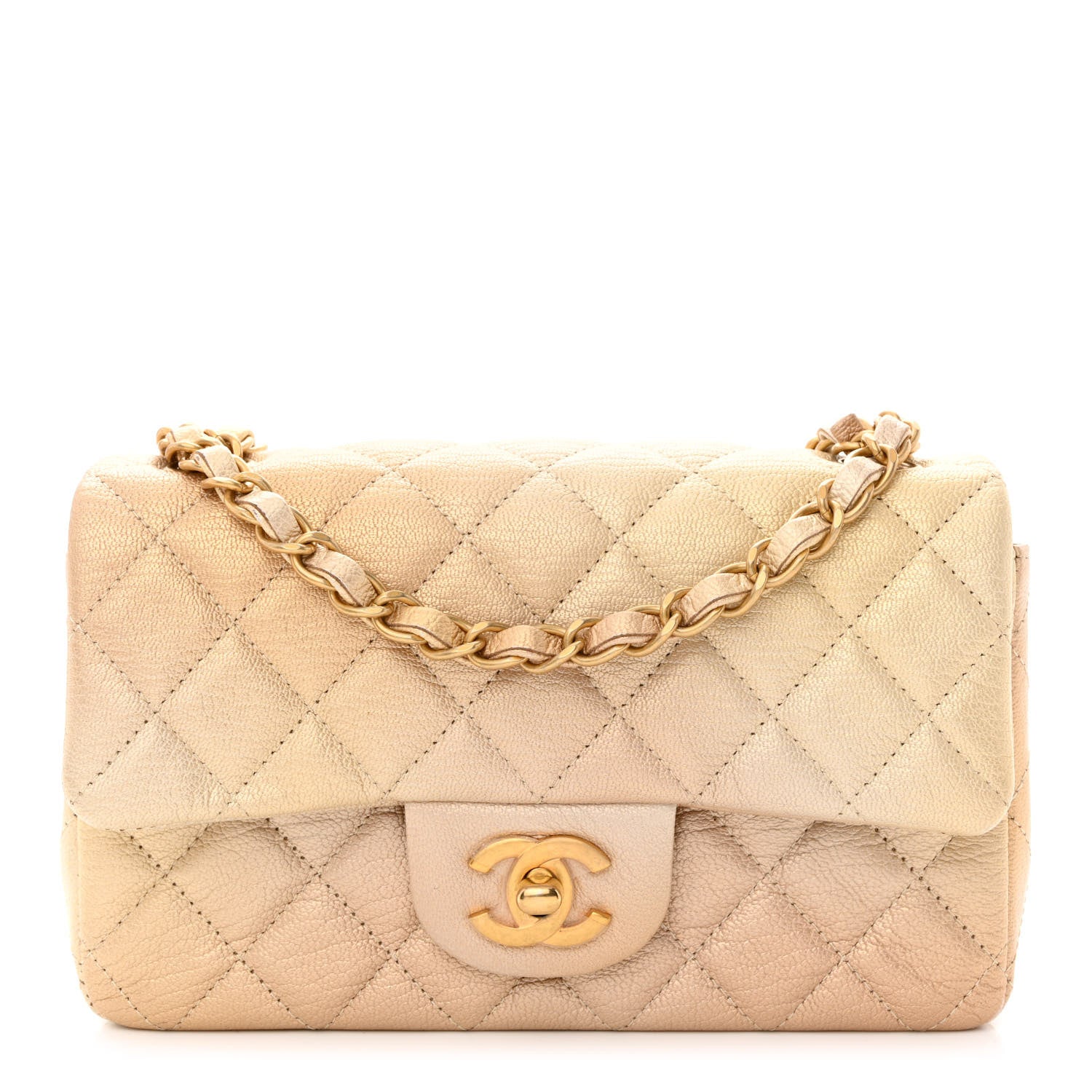 Chanel Metallic Goatskin Quilted Mini Rectangular Flap Gold 1 of 11