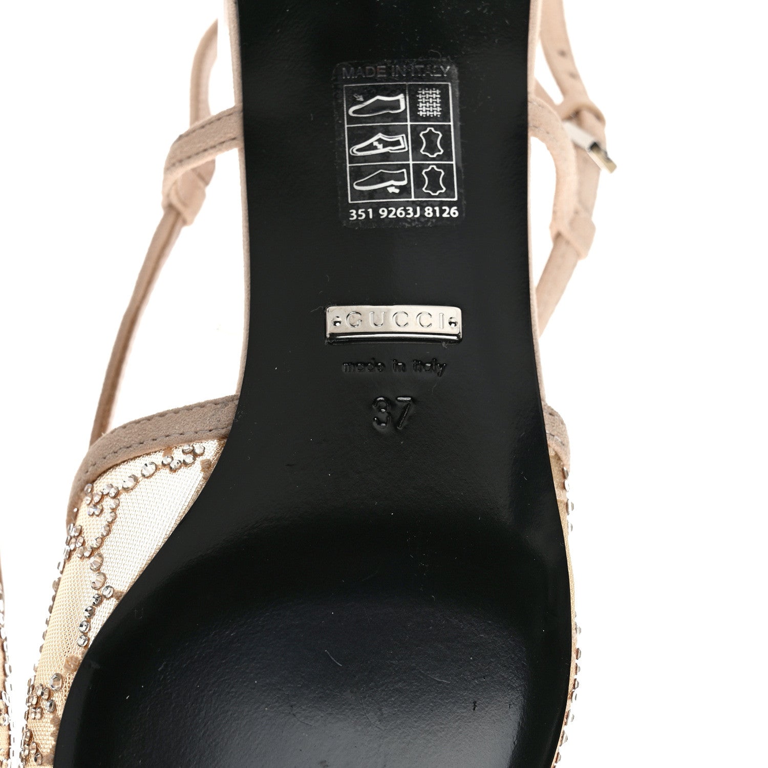 Gucci Tela Retino Kid Scamosciato Crystal GG Monogram Square G 35mm Slingback Pumps 37 Light Powder Skin Rose 6 of 9