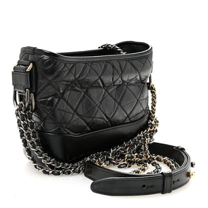 Chanel Aged Calfskin Quilted Small Gabrielle Hobo Black 3 of 10