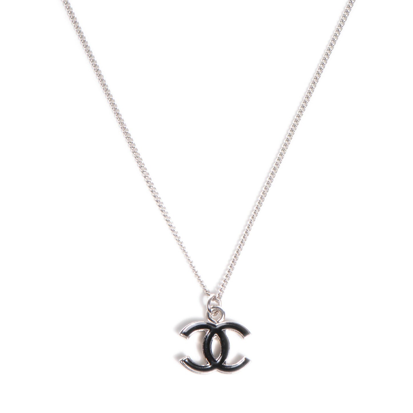 Enamel CC Necklace Black