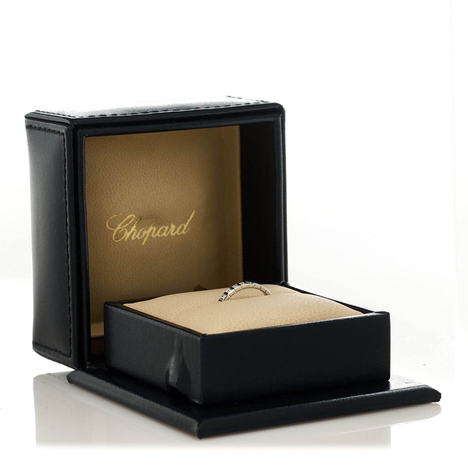 Chopard 18K White Gold Diamond Ice Cube Half Set Band Ring 53 6.5 7 of 7