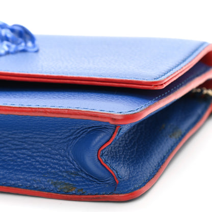 Versace Grained Calfskin Palazzo Chain Evening Bag Blue 9 of 15