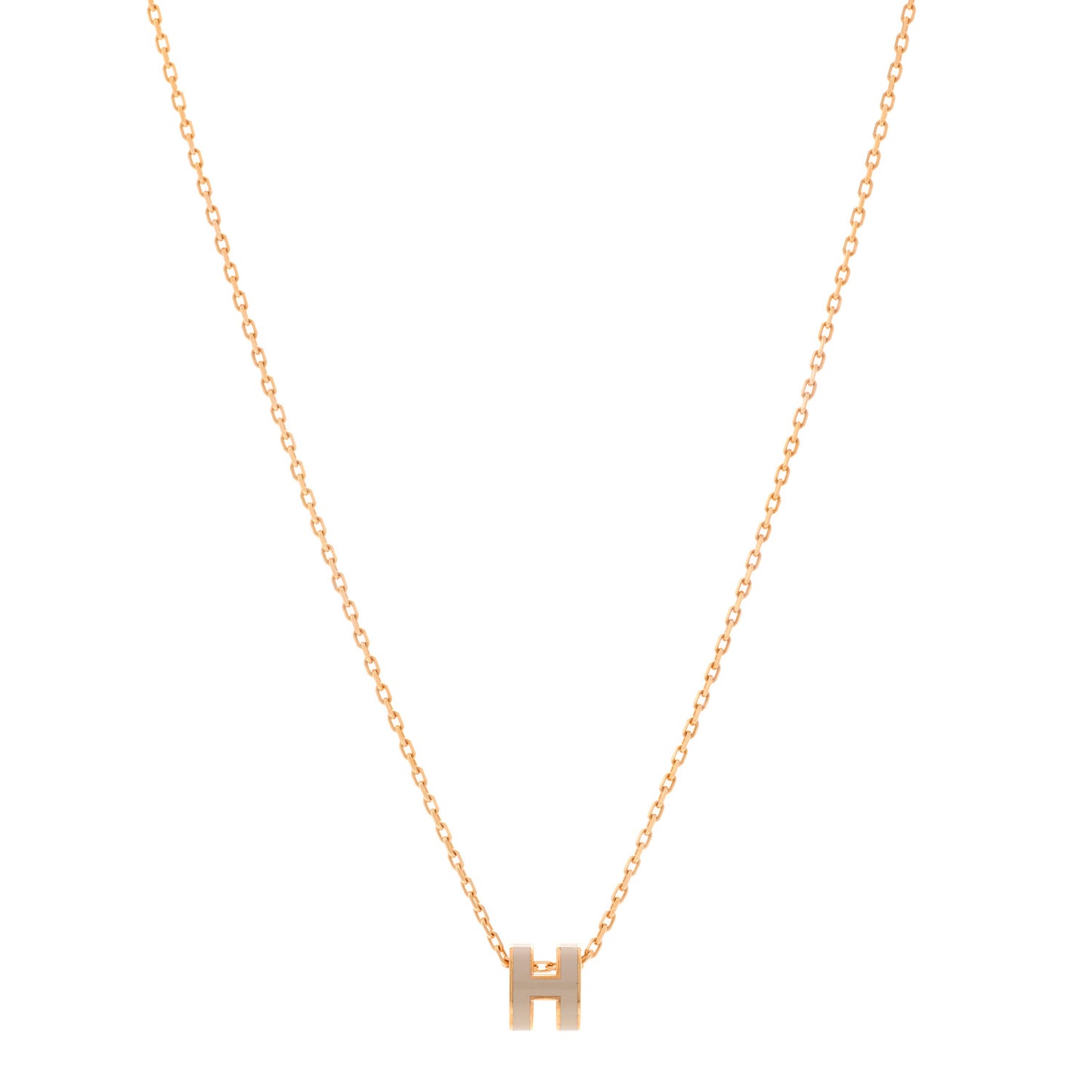 Lacquered Rose Gold Mini Pop H Pendant Necklace Marron Glace