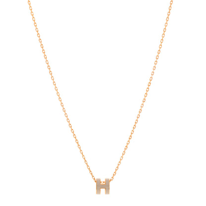 Hermes Lacquered Rose Gold Mini Pop H Pendant Necklace Marron Glace 1 of 7