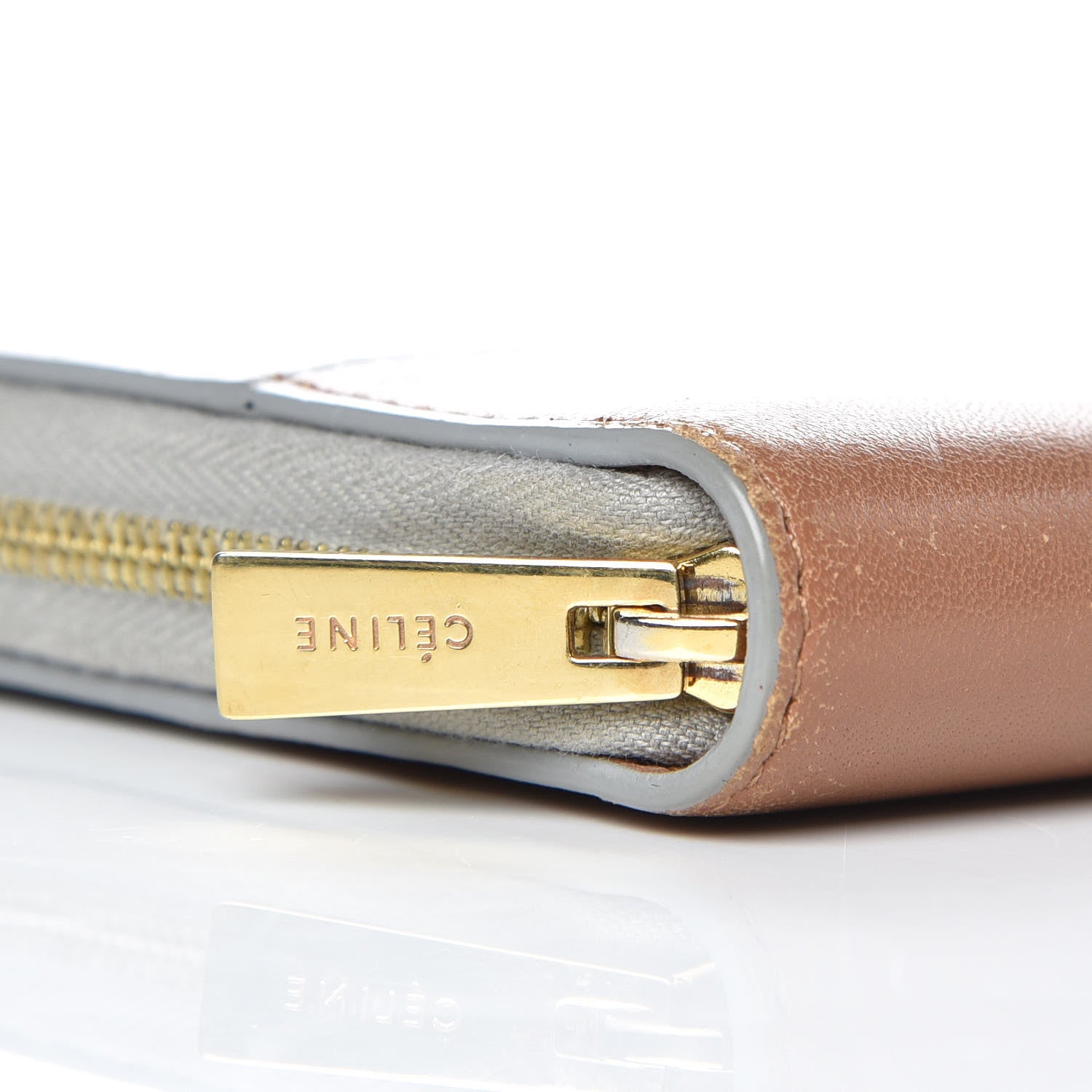 Celine Lambskin Large Zip Around Multifunction Wallet Grey 10 of 14
