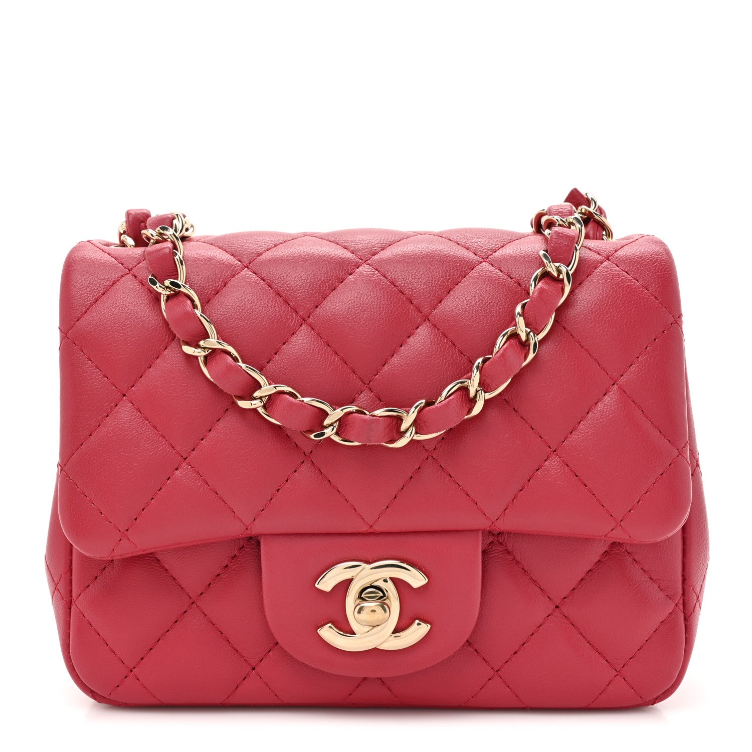 Chanel Lambskin Quilted Mini Square Flap Dark Pink 1 of 10