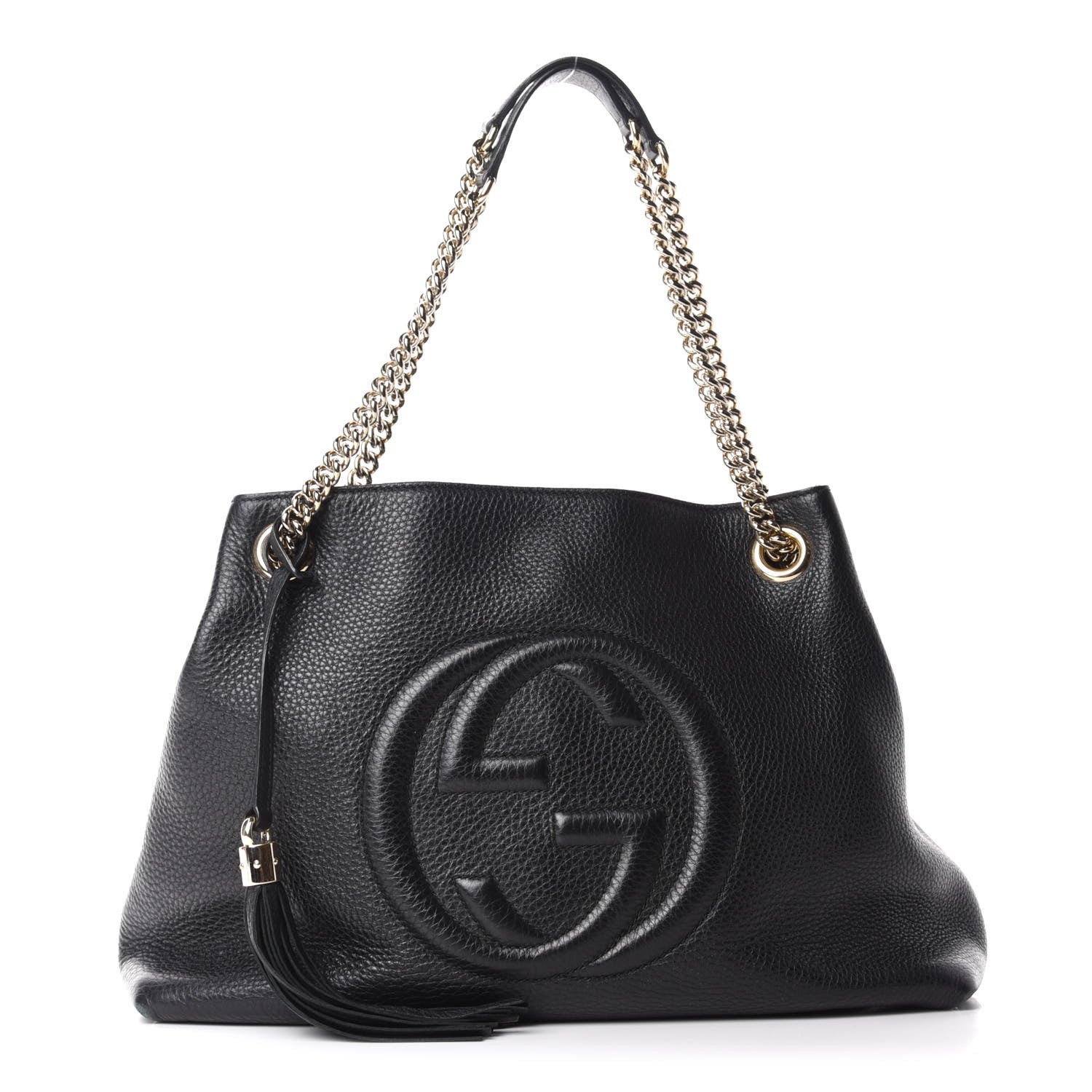 Gucci Pebbled Calfskin Medium Soho Chain Shoulder Bag Black 1 of 9